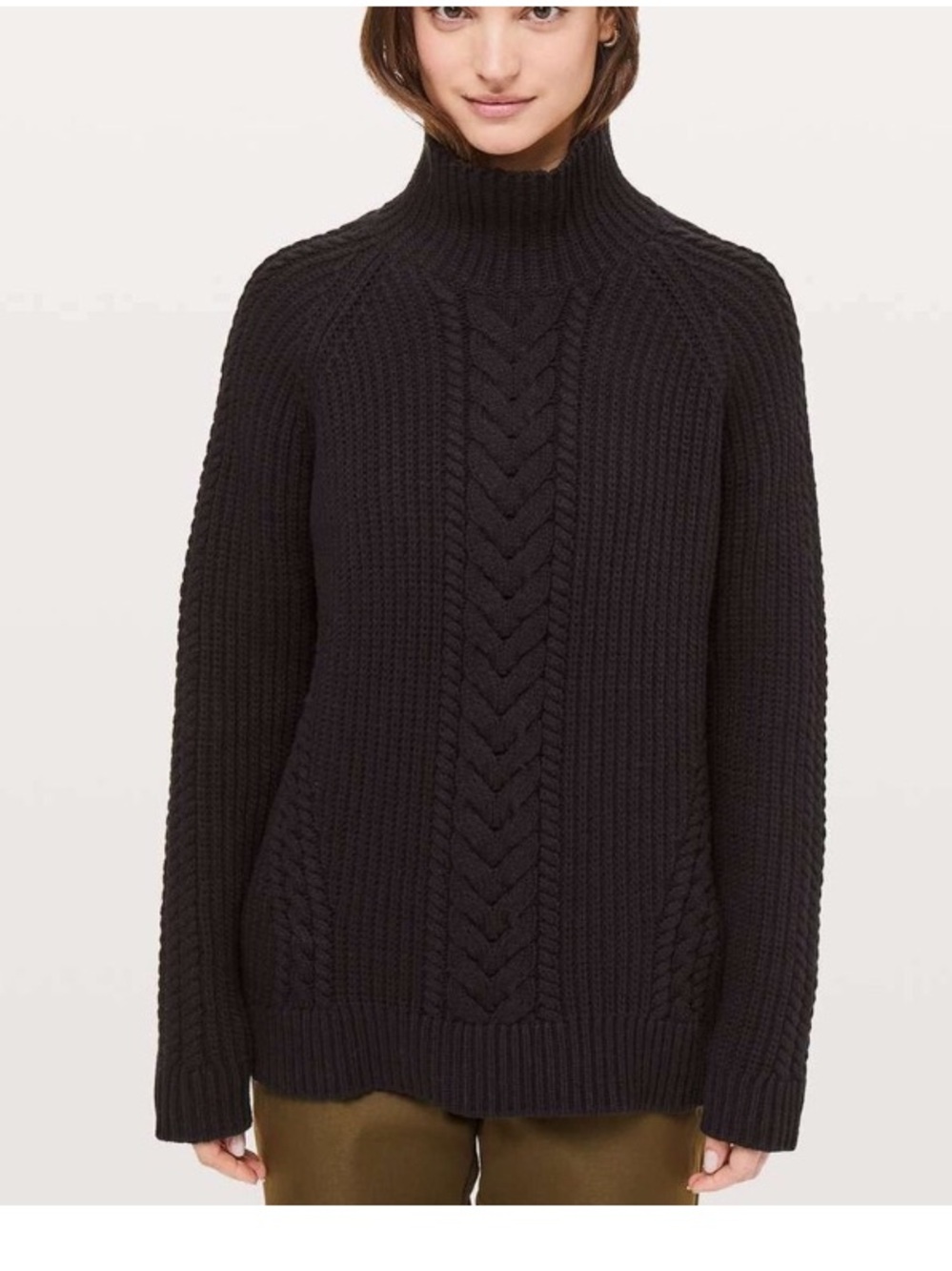 Lululemon Bring The Cozy black Chunky Cable knit Sweater size 4